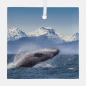 Gebirge | Breaching Whale Glacier Bay, Alaska Ornament Aus Glas (Rückseite)