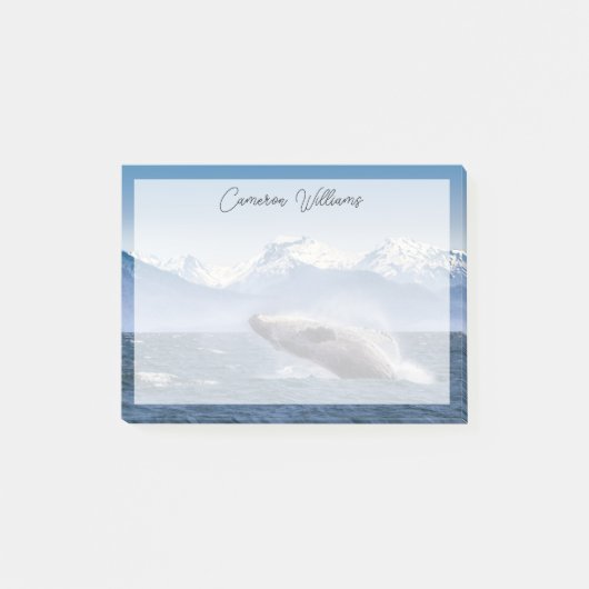 Gebirge | Breaching Whale Glacier Bay, Alaska Post-it Klebezettel (Vorderseite)