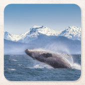 Gebirge | Breaching Whale Glacier Bay, Alaska Rechteckiger Pappuntersetzer (Vorderseite)