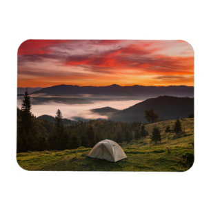 Gebirge Camping Foggy Sunrise Magnet