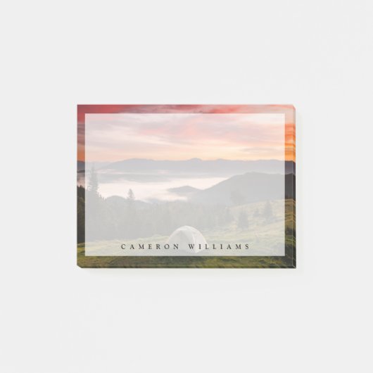 Gebirge | Camping Foggy Sunrise Post-it Klebezettel (Vorderseite)