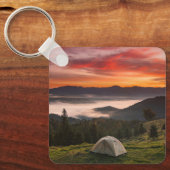Gebirge | Camping Foggy Sunrise Schlüsselanhänger (Vorderseite)