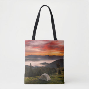 Gebirge Camping Foggy Sunrise Tasche