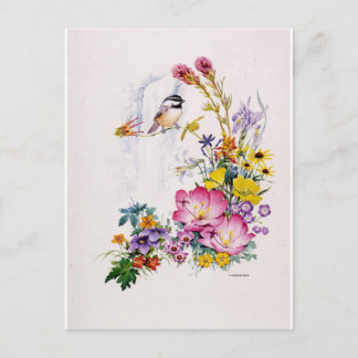 Gebirge Chickadee Collage Postkarte