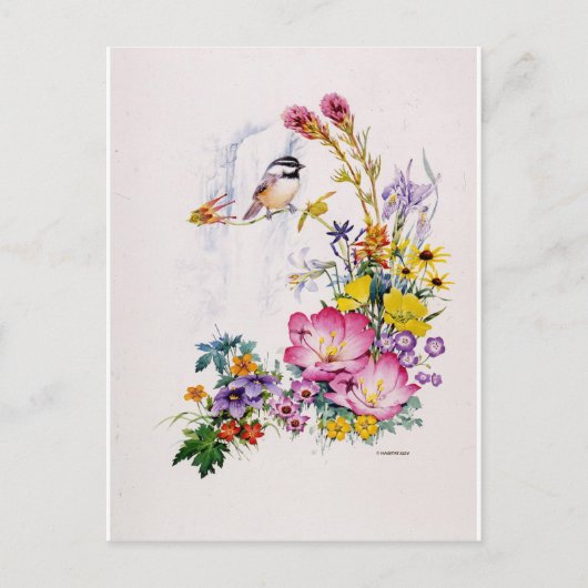 Gebirge Chickadee Collage Postkarte (Vorderseite)