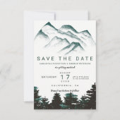 Gebirge des grünen Aquarellwaldes Save the Date (Vorderseite)