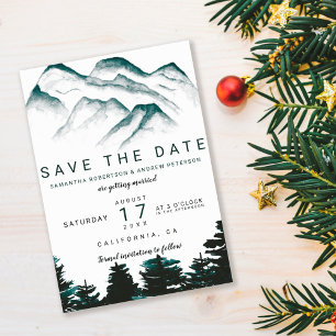 Gebirge des grünen Aquarellwaldes Save the Date