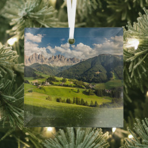 Gebirge Funes Valley, Dolomiten, Italien Ornament Aus Glas