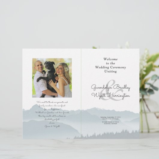 Gebirge geflochtene Hochzeitsprogramm-Foto-Vorlage (Stehend Vorderseite)