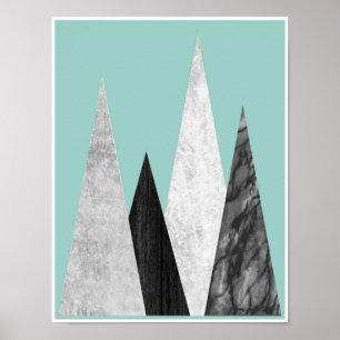 Gebirge, geometrisch, skandinavisches Plakat