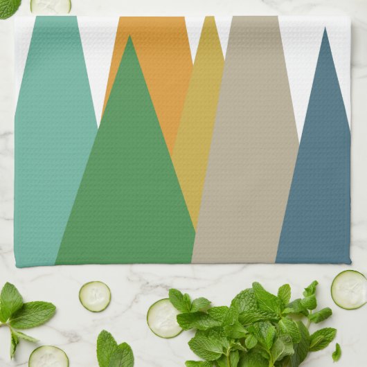 Gebirge Green Blue Orange Mitte Jahrhundert Modern Geschirrtuch (Gefaltet)