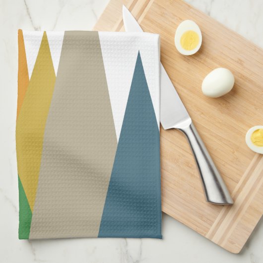 Gebirge Green Blue Orange Mitte Jahrhundert Modern Geschirrtuch (Viertel Falte)