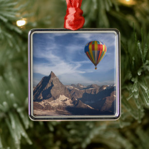 Gebirge   Heißluftballon Matterhorn Schweizer Alpe Ornament Aus Metall