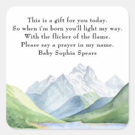 Gebirge in Aquarellen - Gebete für das Baby Quadratischer Aufkleber