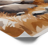 Gebirge in Aquarellen mit Holzhaus Poster (Ecke)