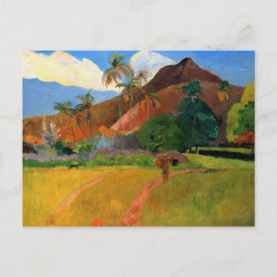 Gebirge in Tahiti Gauguin malen warm bunt Postkarte