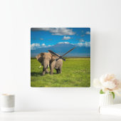 Gebirge | Kilimanjaro Tansania, Afrika Quadratische Wanduhr (Zuhause)