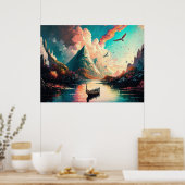 Gebirge Landschaftsmalerei Poster (Küche)