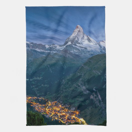 Gebirge | Matterhorn, Zermatt, Schweizer Alpen Geschirrtuch (Vertikal)