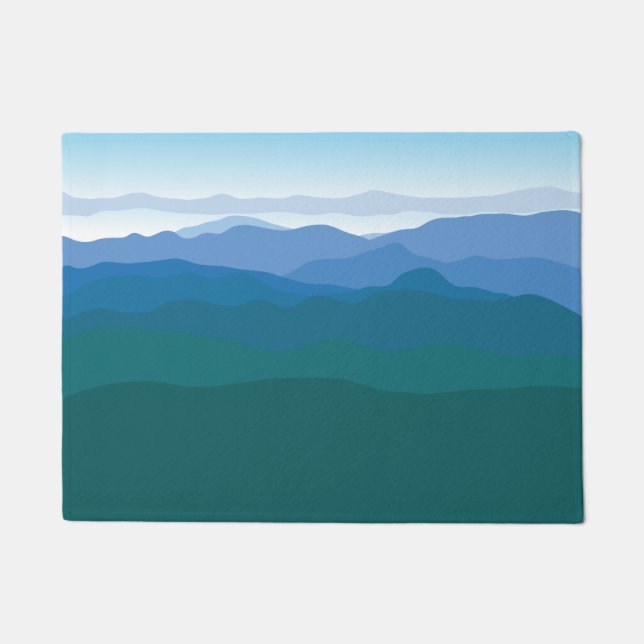 Gebirge mit Blick auf grünes Blau Illustriert Fußmatte (Vorderseite)