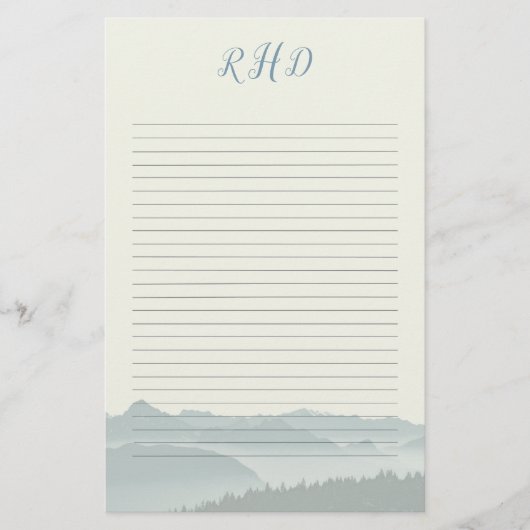 Gebirge Mit Monogramm Schriftstücke Briefpapier (Vorderseite)