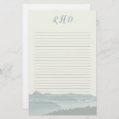 Gebirge Mit Monogramm Schriftstücke Briefpapier (Vorne/Hinten)