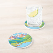 Gebirge mit Stream Getränkeuntersetzer (Seite)