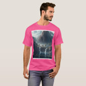 Gebirge mit Wasserfällen und Kleidermauern Art Gra T-Shirt (Vorne ganz)