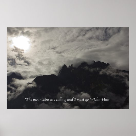 Gebirge mit Zitat - groß Poster (Vorne)