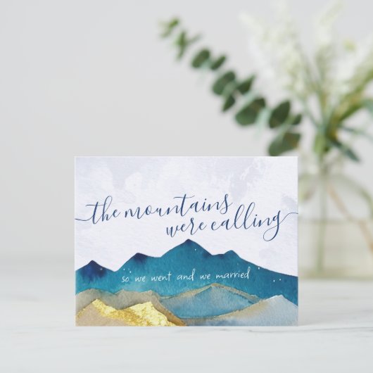 Gebirge riefen Foto Hochzeitsankündigung an Ankündigungspostkarte (Stehend Vorderseite)
