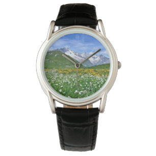 Gebirge   Schweizer Alpenfrühling Armbanduhr