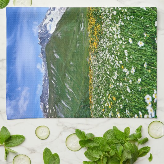 Gebirge | Schweizer Alpenfrühling Geschirrtuch (Gefaltet)