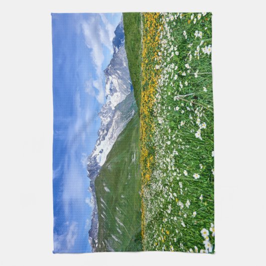 Gebirge | Schweizer Alpenfrühling Geschirrtuch (Vertikal)