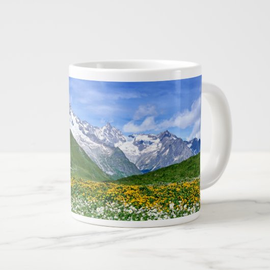 Gebirge | Schweizer Alpenfrühling Jumbo-Tasse (Vorderseite Rechts)