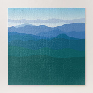 Gebirge sehen Grün Blau Illustriert Puzzle