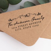 Gebirge und Kiefern Handschrift Rücksendeadresse Permastempel