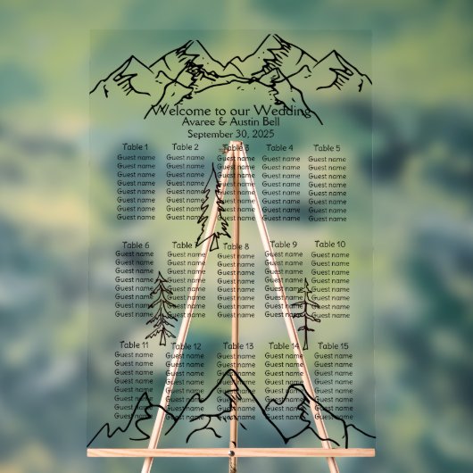 Gebirge und Konturen Hochzeitsstift Acrylschild (Neutral)