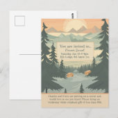 Gebirge und Pinetree - individuelle Einladung Postkarte (Vorne/Hinten)