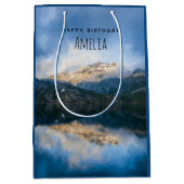 Gebirge und See Landschaftliche Natur Foto Geburts Mittlere Geschenktüte (Vorderseite)