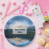 Gebirge und See Landschaftliche Natur Foto Geburts Pappteller (Party)