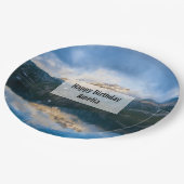 Gebirge und See Landschaftliche Natur Foto Geburts Pappteller (Schrägansicht)