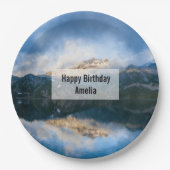 Gebirge und See Landschaftliche Natur Foto Geburts Pappteller (Vorderseite)