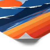 Gebirge und Sonnenkunst in lebhaften Farben Poster (Ecke)