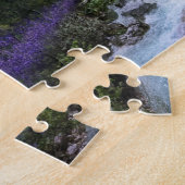 Gebirge und Stream mit Foto aus violetten Blumen Puzzle (Seite)