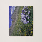 Gebirge und Wildblumen auf Almwiesen, blau Puzzle (Vertikal)