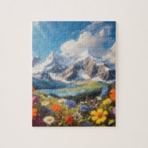 Gebirge und Wildblumen