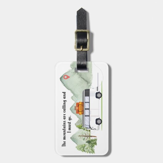 Gebirge Urlaub Grün Wasserfarbe Gepäckanhänger (Vorderseite vertikal)