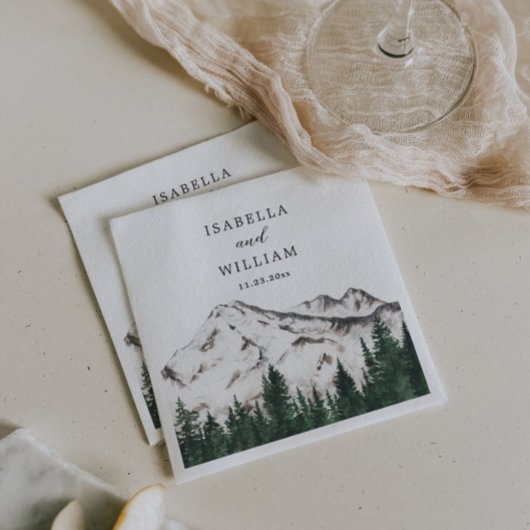 Gebirge Wasserfarbe Rustikale Waldhochzeit Serviette