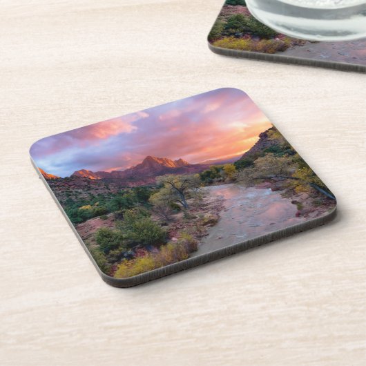 Gebirge | Watchman Zion Nathional Park Utah Getränkeuntersetzer (Linke Seite)