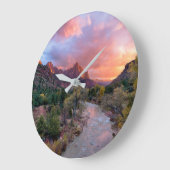 Gebirge | Watchman Zion Nathional Park Utah Große Wanduhr (Winkel)